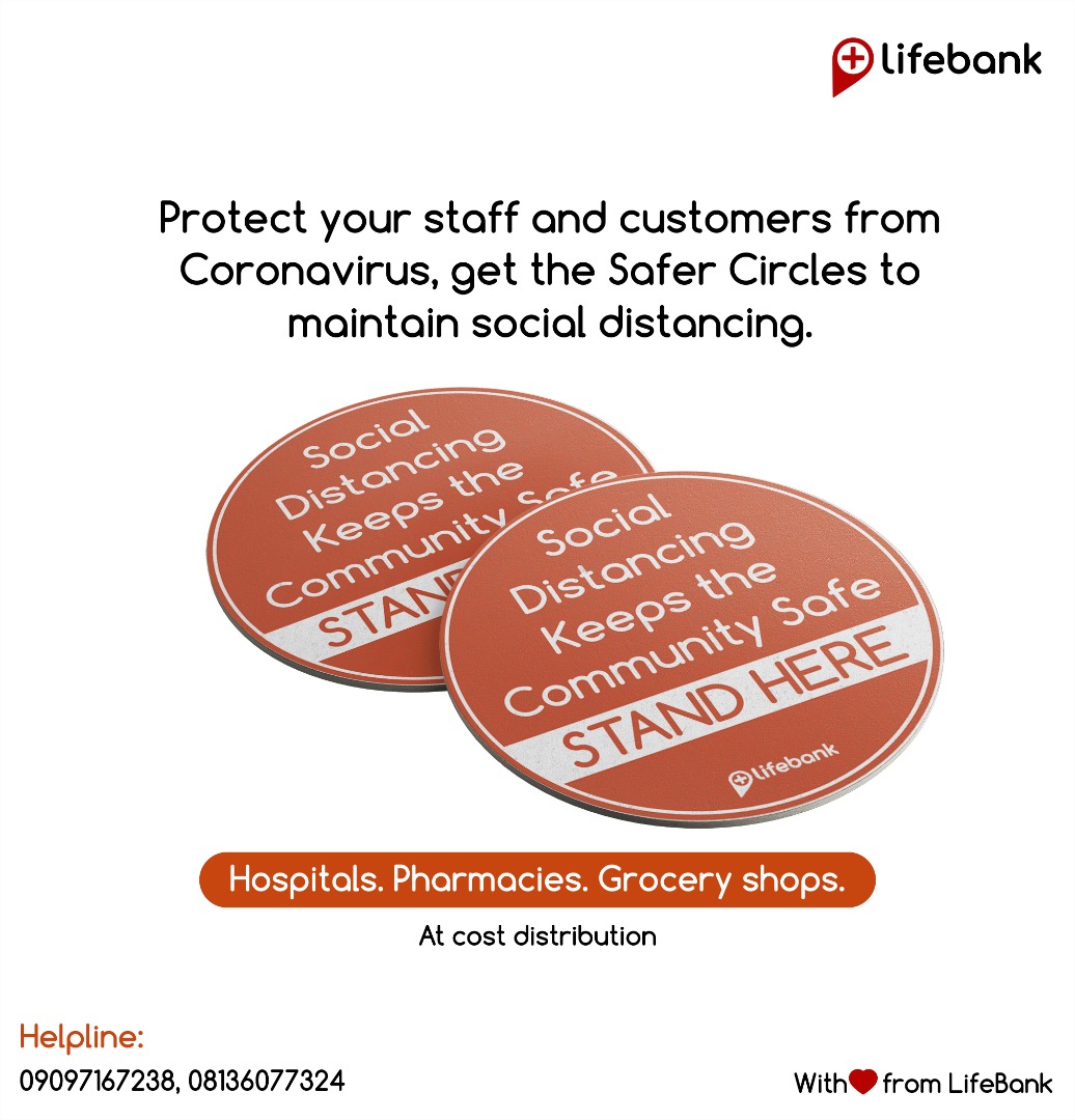 LifeBankCares's tweet photo. While we are urging social distancing, we know that critical services must stay open. 

Our hospitals, labs, pharmacies, grocery shops, and other essential services must remain open to serve!

#safercircles #SocialDistancing #standhere #criticalservices #ProtectEveryone https://t.co/O9JE49gQC6