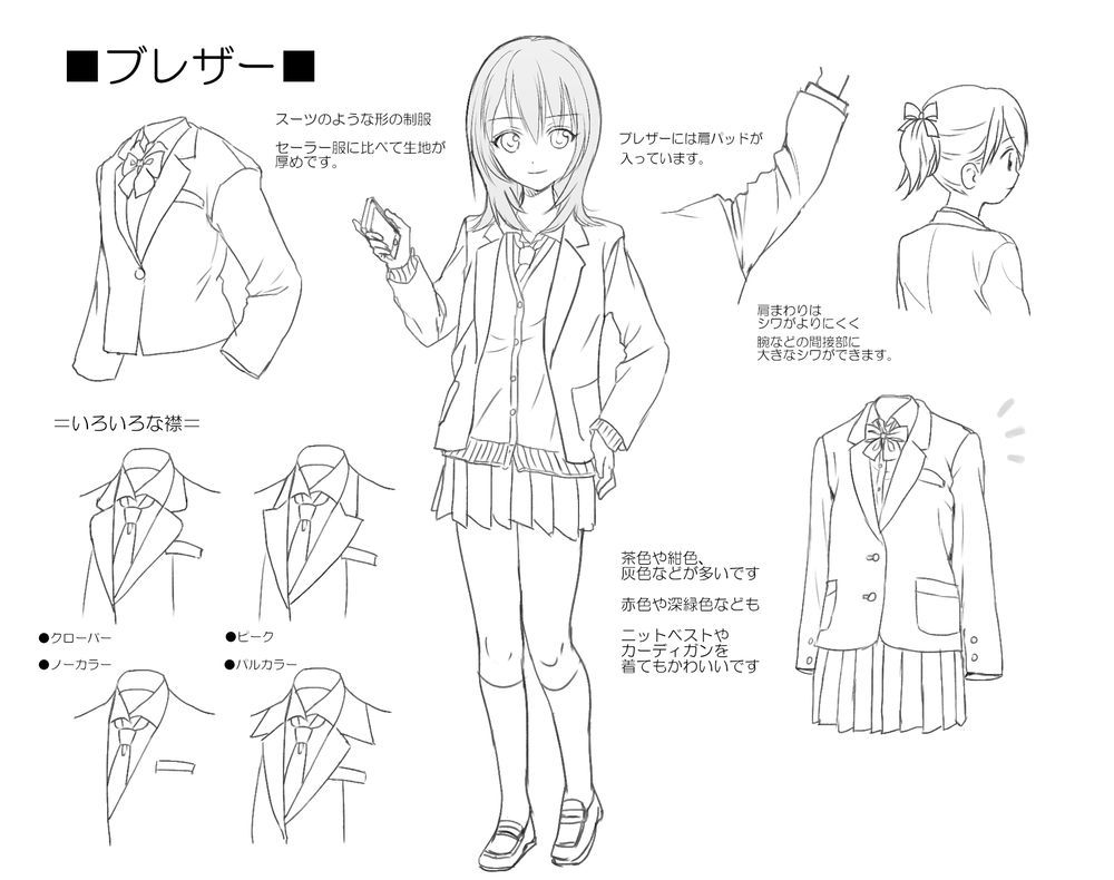 お絵かき講座パルミー 同じ制服でも セーラー服とブレザーでは布の厚みが違うので シワのでき方が違うんですよ 先に体を描いてからその上に服を着せると 体のラインやポーズに合わせたシワをイメージしやすくなります T Co Y8xuvbaexs