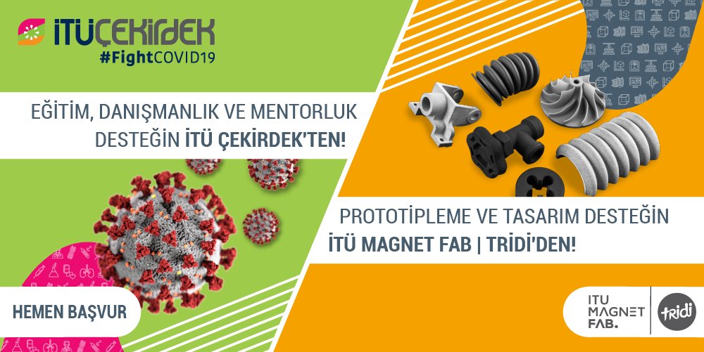 İTÜ ARI Teknokent, #COVID19 ile savaşıyor! İTÜ Çekirdek ve <a href="/itumagnetfab/">ITU MAGNET FAB</a> koronavirüs ile ilgili ürünü olan girişimlere özel destekler sunuyor. 

✅ İTÜ Çekirdek’e başvuru için 👉itucekirdek.com/basvuru?utm_so…

✅ İTÜ MAGNET FAB ile iletişim için 👉 onur@tridi.co 

#FightCOVID19