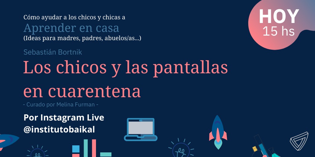Hoy a las 15 hora argentina en el ciclo Aprender en casa ( instagram.com/institutobaikal) lo tenemos a <a href="/sebabortnik/">Seba Bortnik</a> dándonos ideas interesantes para que los chicos hagan usando tecnologías digitales. ¡Los esperamos!