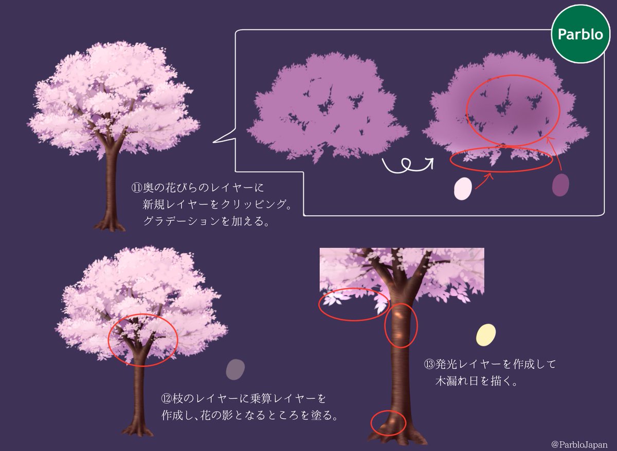 Parblo Japan イラストでお花見しよう 本日は満開の桜の描き方 桜いっぱいのイラストに挑戦してみよう イラスト好きと繋がりたい 絵描きさんと繋がりたい Parblo