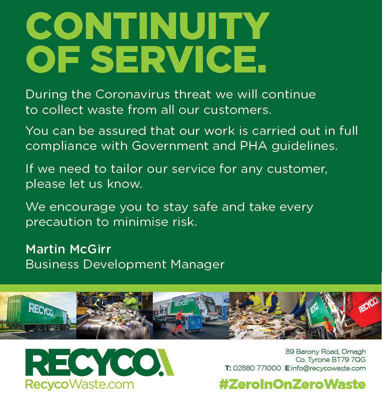 RecycoWaste's tweet photo. During the Coronavirus threat we will continue to collect waste from all our customers.
 
We encourage you to stay safe and take every precaution to minimize risk. https://t.co/i57l5l0DYV