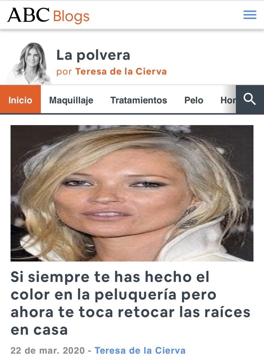 En el blog La polvera <a href="/tdelacierva/">Teresa De La Cierva</a>  del <a href="/abc_es/">ABC.es</a> os doy algunos tips junto a otros compañeros peluqueros para “sobrevivir capilarmente” a la cuarentena
 
abcblogs.abc.es/teresa/pelo/si…
#YoMeQuedoEnCasa #Coronavid19 #StayAtHome #StayAtHome