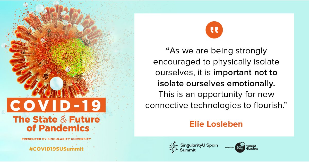 SingularityU Spain Summit (@singularityuesp) on Twitter photo En un momento de fuerte aislamiento físico, es importante no aislarse emocionalmente: eso se traduce en una nueva oportunidad para crear nuevas tecnologías de conexión.
<a href="/ElieLosleben/">Elie Losleben</a> para #COVID19SUSummit de <a href="/singularityu/">Singularity</a> En un momento de fuerte aislamiento físico, es importante no aislarse emocionalmente: eso se traduce en una nueva oportunidad para crear nuevas tecnologías de conexión.
<a href="/ElieLosleben/">Elie Losleben</a> para #COVID19SUSummit de <a href="/singularityu/">Singularity</a>