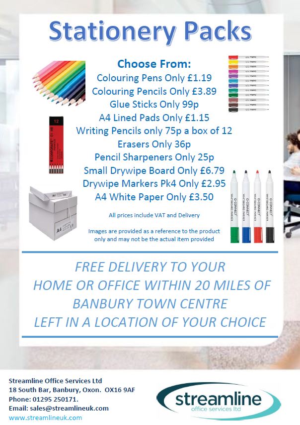 UKStreamline's tweet image. Streamline Office Services are pleased to offer "Pick n Mix" #stationery packs, ideal for #homeschooling while the children are at home. 
Call us on 01295 250171 or email sales@streamlineuk.com to place your order #shoplocal #offer #localbusiness