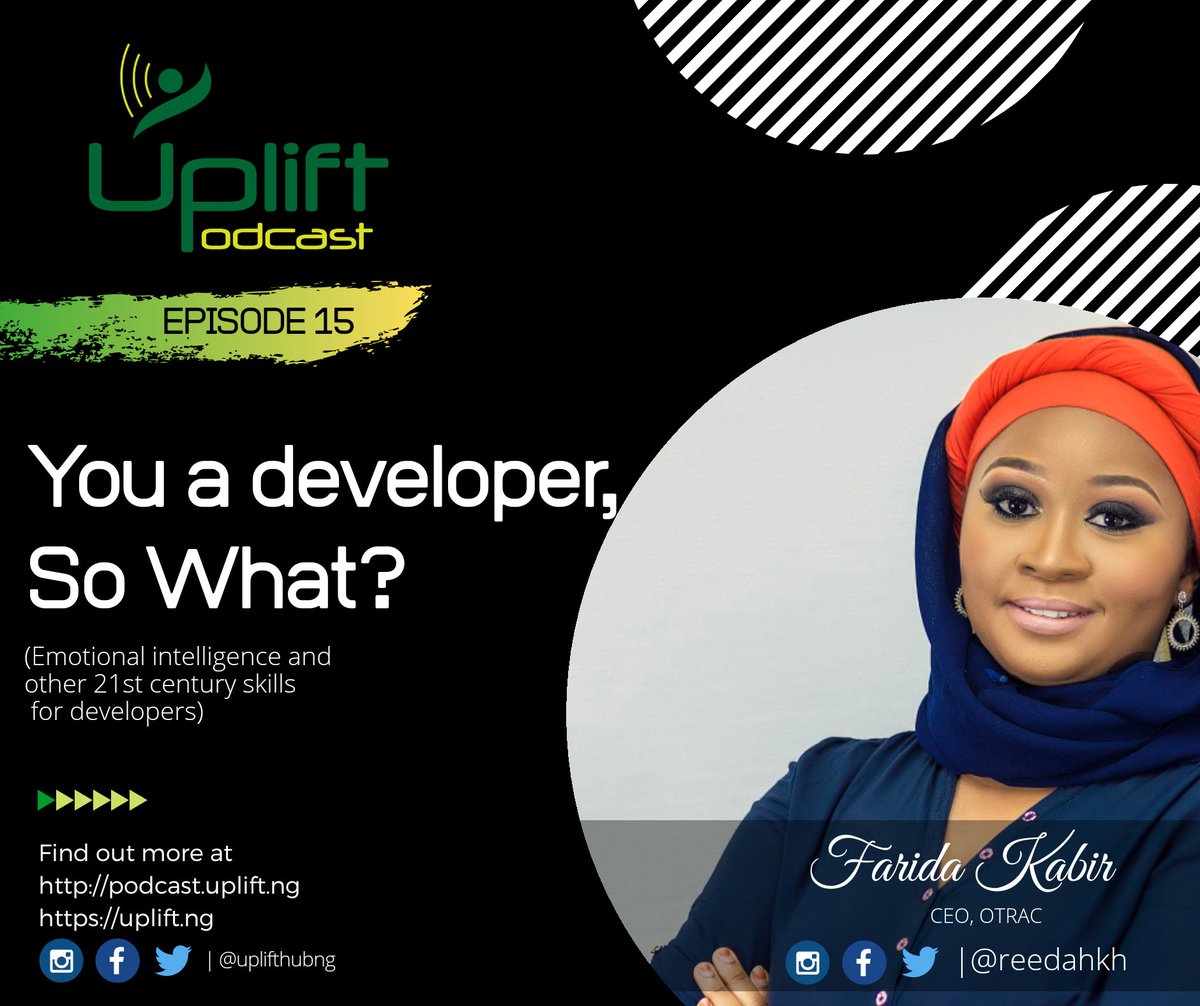 uplifthubng's tweet photo. Episode 15 : You a developer, So What? with @reedahkh CEO, OTRAC. https://t.co/YgVMOlp0u4
- Download - Listen - Share
#podcast #upliftpodcast #StayAtHome #otrac https://t.co/MRtCfYD5E7
