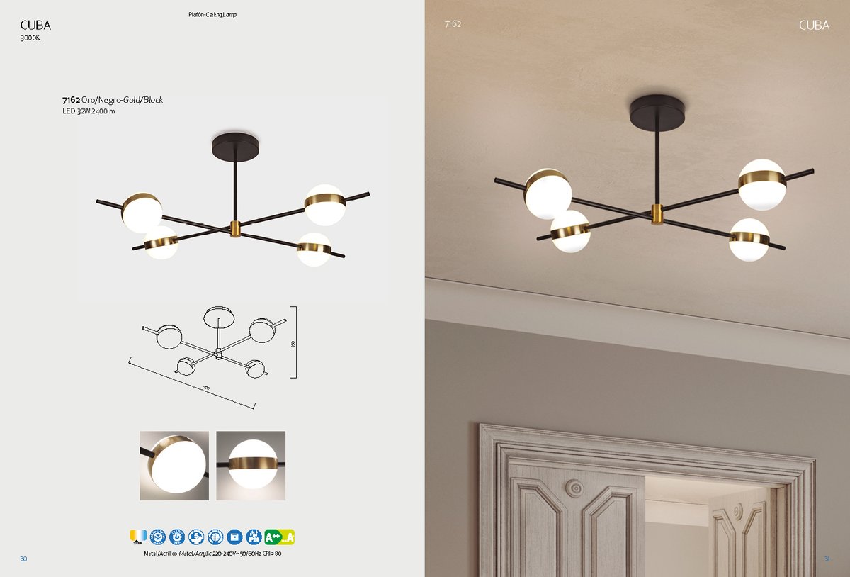 mantraco's tweet image. CUBA
3000K
#NOVEDADESFUSION2020 
3ª

Plafón-Ceiling Lamp
7162 Oro/Negro-Gold/Black
LED 32W 2400lm

Metal/Acrílico-Metal/Acrylic 220-240V~ 50/60Hz CRI ≥80
💡 #spaindoesdesign #design #interiorsfromspain #somoslighting #lighting #light #lightingdesign #iluminacion #interiordesign