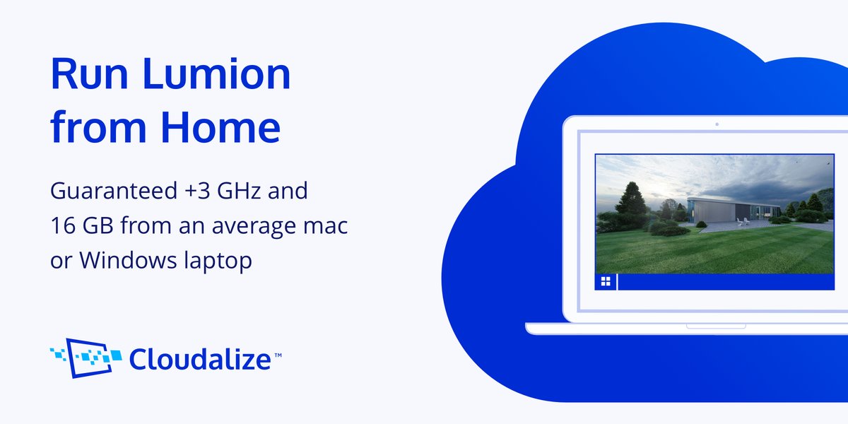 #Blog: Having trouble running #Lumion from home or remotely? <a href="/Cloudalize/">Cloudalize</a> has the ideal solution: #GPUpowered desktops #DaaS! All the specs needed from a standard laptop or #mac. Find out more 👉: hubs.ly/H0nJ9bv0