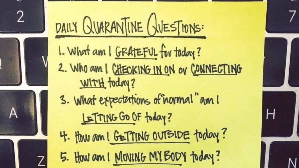 Am going to write these above my desk to remind me what is most important. I especially love number 3, a real challenge for each of us to stay healthy. #isolation