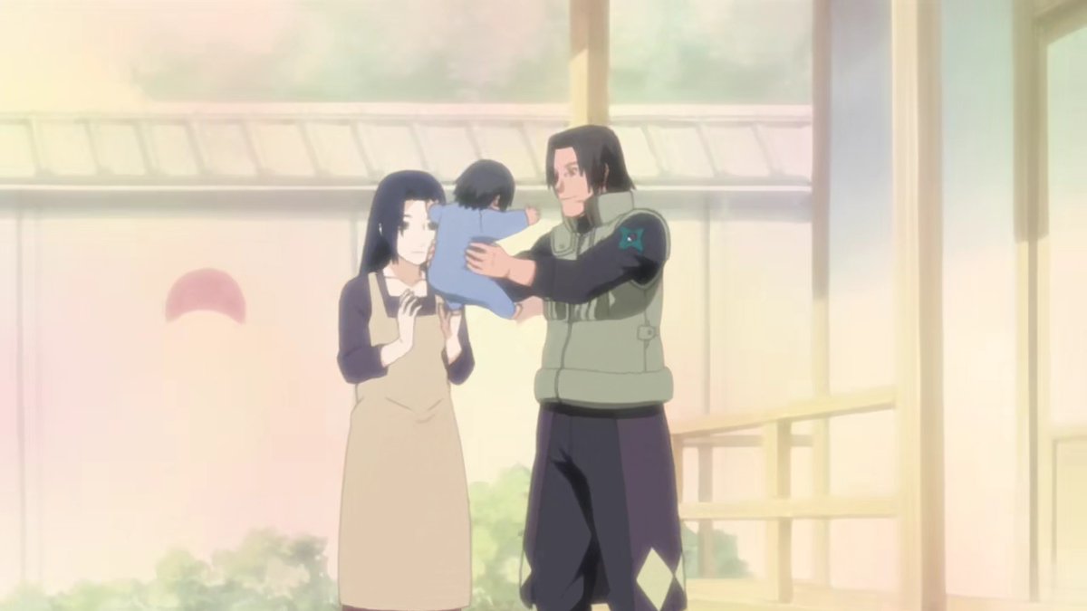 Also here, when Itachi was born.He might be tough, but he adores his sons so much.