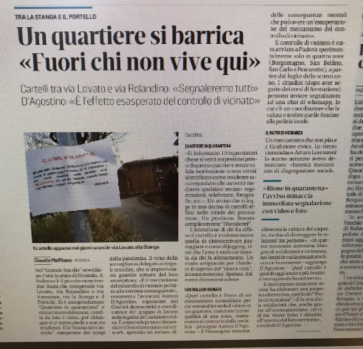 Luigi_Tarzia's tweet photo. Più volte ho spiegato le finalità del #ControllodelVicinato a #Padova, che rappresenta la più alta misura di #sicurezzapartecipata. Molto probabilmente all’avv.Aurora D’Agostino, esponente di @ccivica_padova, piace diffondere in tema sicurezza urbana il “virus della confusione!!” https://t.co/lGRUDm7MJn