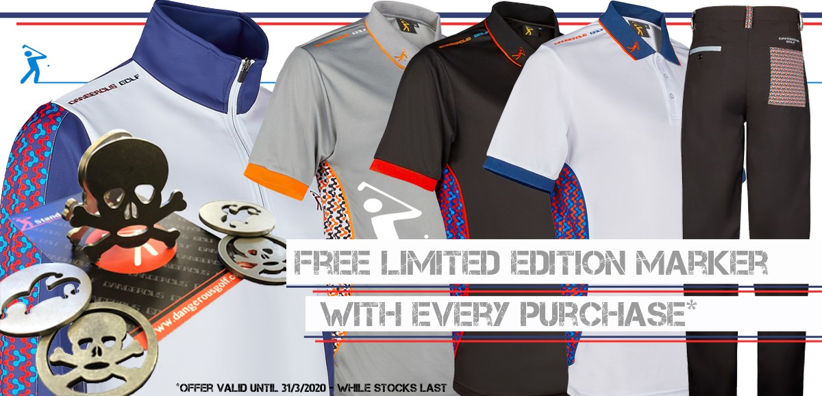 DangerousGolf's tweet photo. Along with FREE WORLDWIDE DELIVERY, we are also offering a FREE LIMITED EDITION MARKER with EVERY PURCHASE from @DangerousGolf! Offer ends 31/03/2020! Thank you for your ongoing support. #StandOutOnTheCourse this Summer, with Dangerous Golf! #StaySafe #Golf https://t.co/YmTW0HocZL