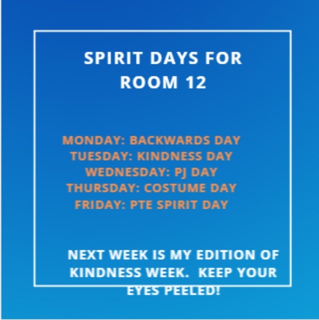 Happy Monday room 12! Hop onto @Flipgrid to do our family meeting "backwards style". Here is a reminder of our spirit days for the week! <a href="/PrairieTrace1/">Prairie Trace</a>
#ccsgoesvirtual
