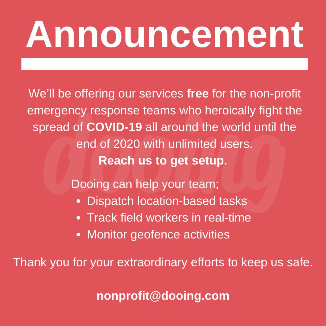 We’ll be offering our services free for the non-profit emergency response teams who heroically fight the spread of COVID-19 all around the world until the end of 2020. 
#COVID19 #StayAtHome #EMT #FirstResponders #nonprofit #ngo