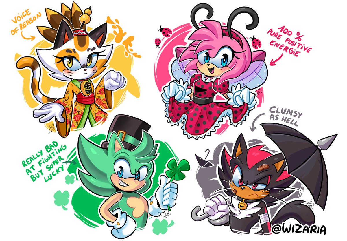 I made some friends and a rival for #IrishTheHedgehog... Any help to find names for them? #SONIC #SonicTheHedgehog #amyrose #ShadowTheHedgehog