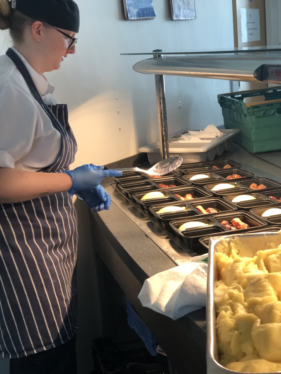 Today we are open &amp; supporting our pupils whose parents are key workers. Cupcakes for break &amp; St Swithuns sizzlers, mash, veg &amp; fresh fruit for lunch. Adhering to social distancing all meals are pre packed &amp; safely delivered. #keyworkers #COVIDー19