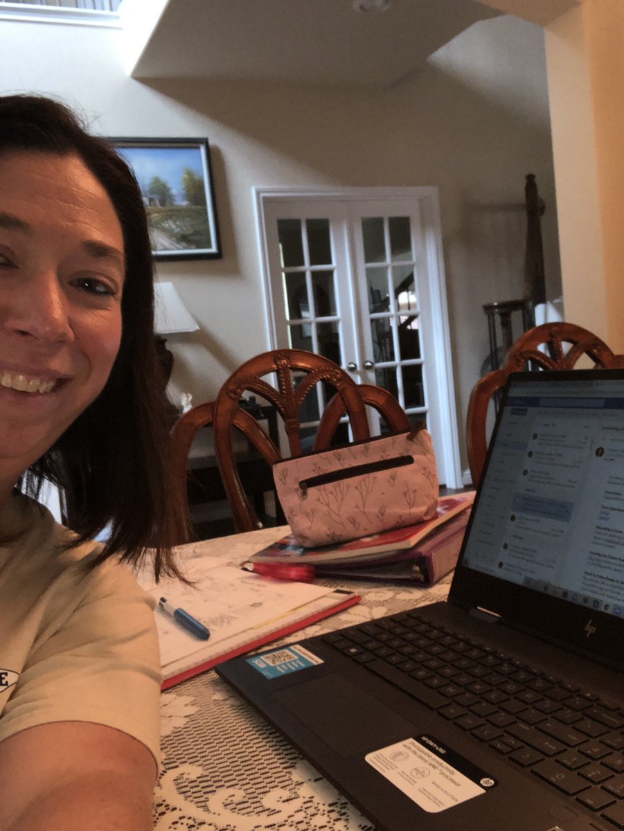 My new work space -aka dining room table.  4 workers from home - 4 different work stations.  The others wouldn’t let me take their pictures!!  #twepride #twehowl <a href="/TWEHowl/">Tom Wilson Elementary</a>