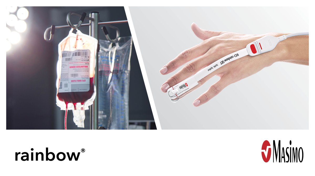 Masimo's tweet photo. In response to blood shortages due to #COVID19, Masimo is offering licenses for rainbow® noninvasive blood constituent monitoring, including total hemoglobin, SpHb®, at no additional charge during the #Coronavirus pandemic: https://t.co/RaI3zvbJqb
#bloodshortages #donateblood https://t.co/asCedBPIX2