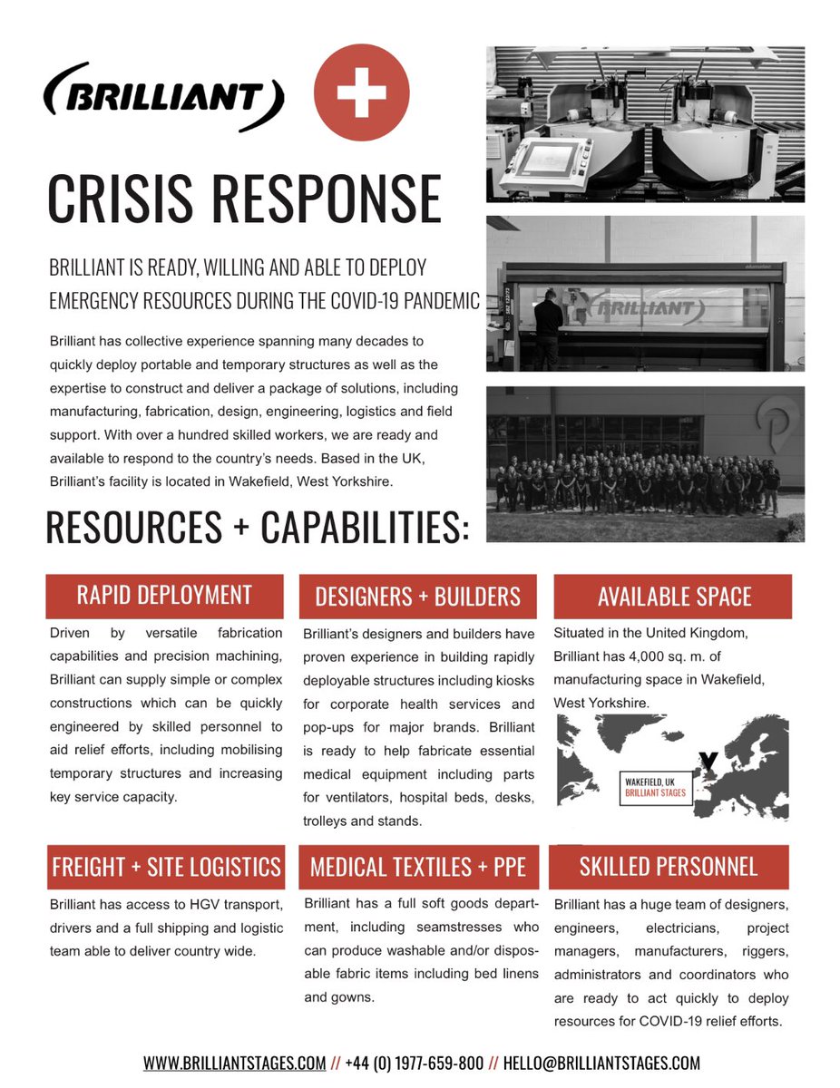 BrilliantStages's tweet photo. We can help during the COVID-19 crisis.
For more info, check out our group response, here: https://t.co/mAShE9SNAS
#manufacturing #sitelogistics #rapiddeployment #medicalclothing #seamstress #portablestructures #brilliant #TAIT https://t.co/5CmxLxz3wu
