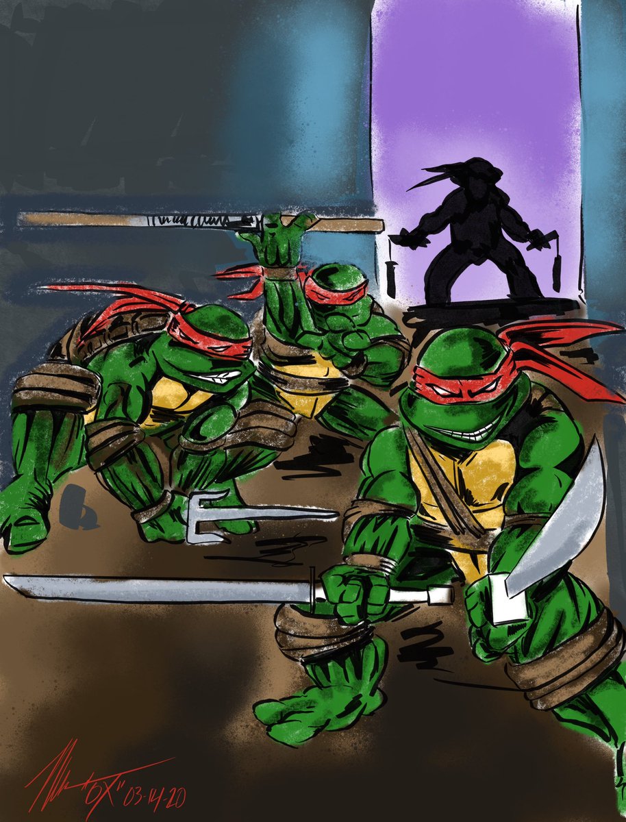 My father and the whole gang of turtles!! (In their original red best... cuz we all know Raphael is the best!!)
