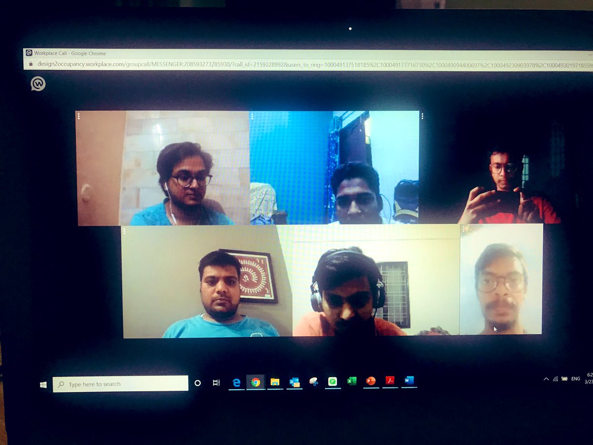 AnujEnergy's tweet photo. @workplacefromFB is helping in a good way during this quarantine time. Team Meeting on Conference Call. #WorkFromHome #TeamD2O #D2OHyderabad #D2OGlobal @AshuGupta86 @Design2O https://t.co/Zl0zJE6Xsd