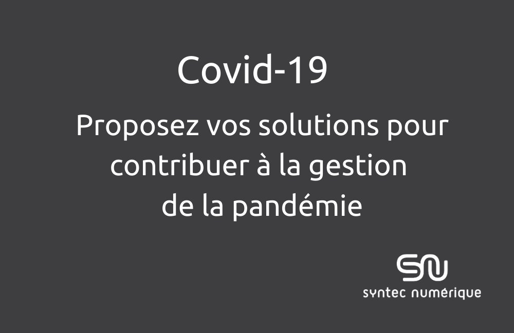 @syntecnumerique vous permet en 1 tweet, de proposer vos solutions face au #covid19. Tweetez avec <a href="/CovidSyntecNum/">CovidSyntecNumerique</a> puis #laplacefintech et le hashtag de la catégorie concernée #famille, #travail #sécurité #patients #prosanté. Le référencement est automatisé via <a href="/motherbase_ai/">Motherbase</a> ❤️