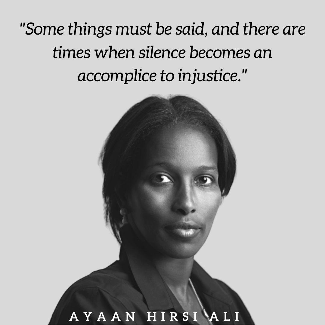 Did you know❓⁣ Ayaan Hirsi Asli is a human rights activist and founder of the AHA Foundation, a nonprofit organization that believes in liberty for all and defends women's rights.
