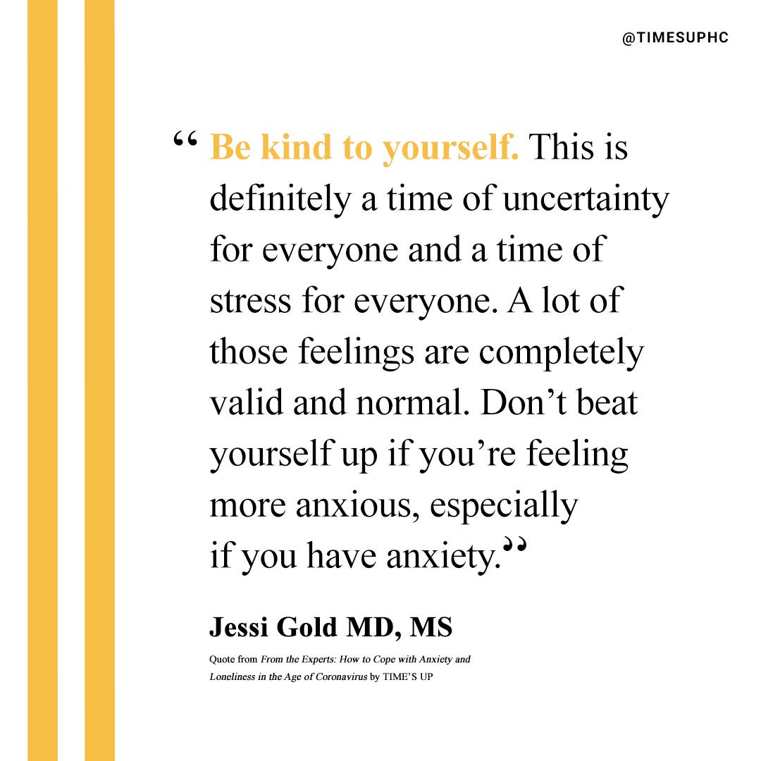 We know this is a very anxiety-provoking time for everyone. Two of our mental health experts @kdc_md and @drjessigold spoke to @timesupnow to share some tips. Full article here: tinyurl.com/fromtheexperts #TIMESUPHC #TIMESUP