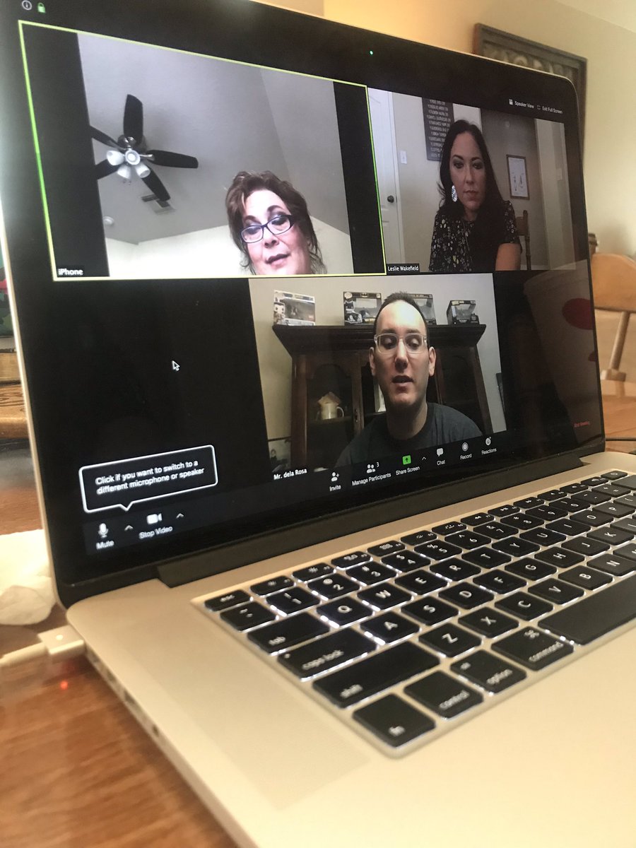 First quarantined PLC.  I’m so proud of these two for embracing change, for being an incredible support system, and for making me laugh every day. #KatyStrong #SLHS #APLit #ZoomZoomZoom