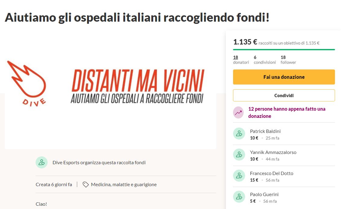 Mettere a disposizione il nostro tempo per aiutare la comunità in questo difficile momento è stato un onore. La nostra raccolta fondi è finita, ma l'emergenza #COVIDー19  no.

Continuiamo a seguire le istruzioni del governo e a rimanere "Distanti ma vicini"!