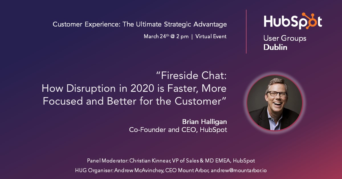 **1 DAY TO GO**
We're super excited to host our very 1st Virtual Fireside Chat feat <a href="/HubSpot/">HubSpot</a>’s CEO Brian Halligan &amp; Christian Kinnear, HubSpot’s VP of Sales &amp; MD EMEA, @ 2pm GMT tomorrow March 24.

Click This Link to Join: hubspot.zoom.us/j/703552551
#HubSpotUserGroups #HUG