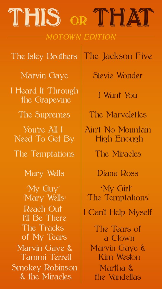 Here's a little boredom-buster for you Motown lovers who are self-isolating! Which ones did you choose? Let us know below ❤