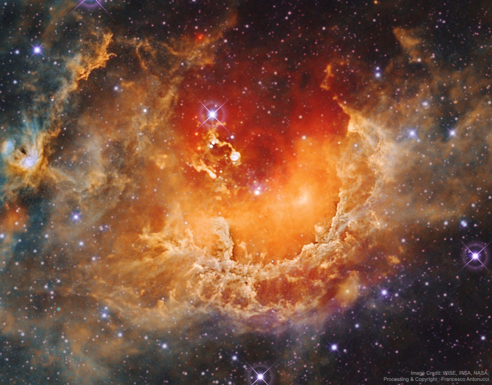 Space photo moment - Star Formation in the Tadpole Nebula by WISE, IRSA, NASA; Francesco Antonucci ( https://apod.nasa.gov/apod/ap200128.html)