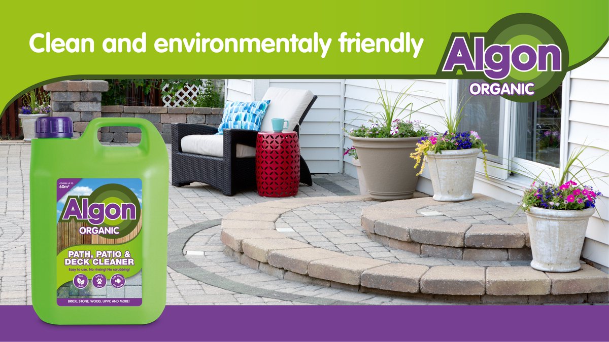 AlgonOrganic's tweet photo. Gardening is good for your health and now is a good time to get outside safely if you can and tidy up your garden or house. Algon Patio Cleaner is safe for pets, children, and wildlife. Available online and many garden centres also offer delivery at this time. #gardening https://t.co/oMryl8Jc1c