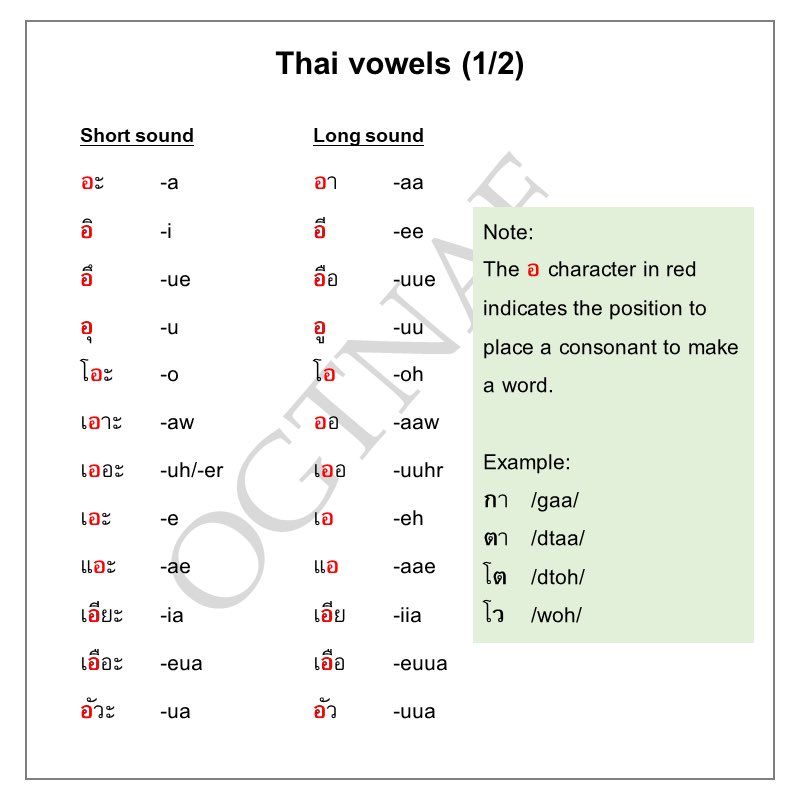 Disclaimer: I am not an expert in teaching Thai language. I just try to simplify the basic Thai language as a native speaker myself. Hope this help you to learn basic Thai initial consonants & vowels.