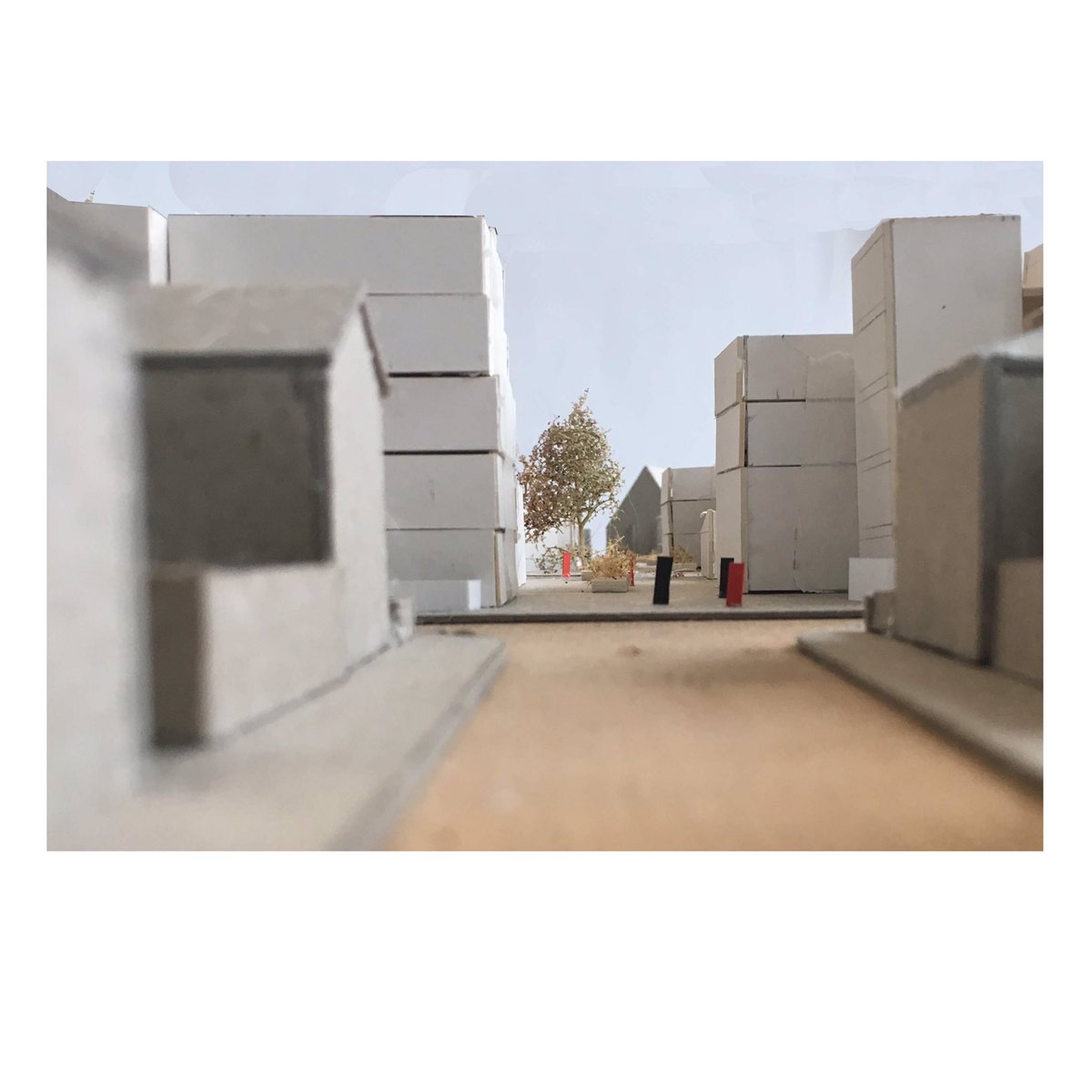 B15workshop's tweet image. Hand tools only: This working site model by 3rd year student Joseph Dunphy was studio made using grey and mount-board on an MDF base. The site model showing and area of Withington South Manchester, is being used to explore different social housing proposals. #cardmodelling