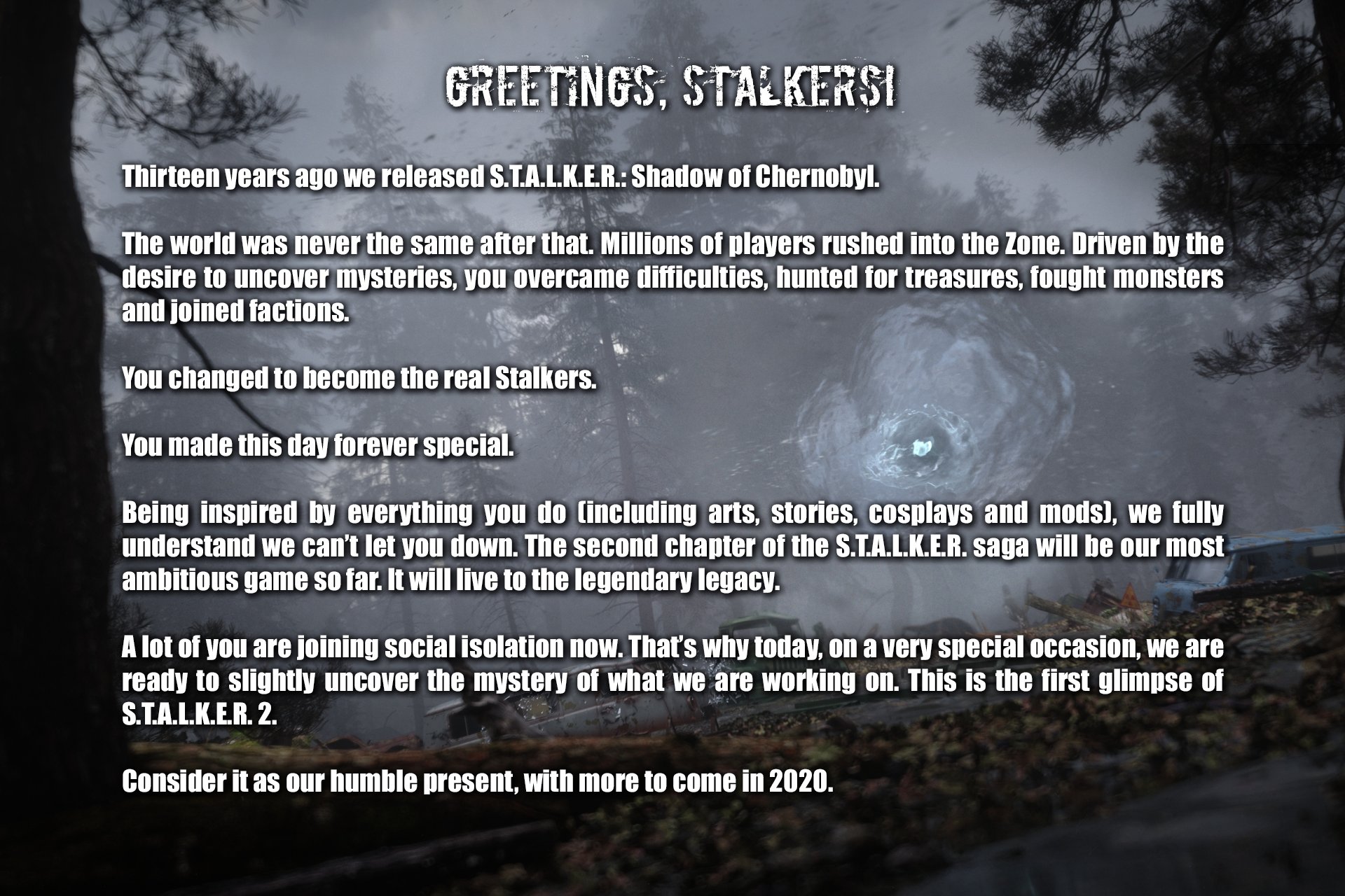 Stalker 2 Unveils Its First Screenshot, But It's Not Much To Go On