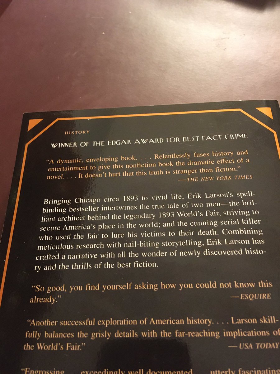 Suggestion for March 23 ... The Devil in the White City: Murder, Magic, and the Madness at the Fair That Changed America (2003) by Erik Larson.