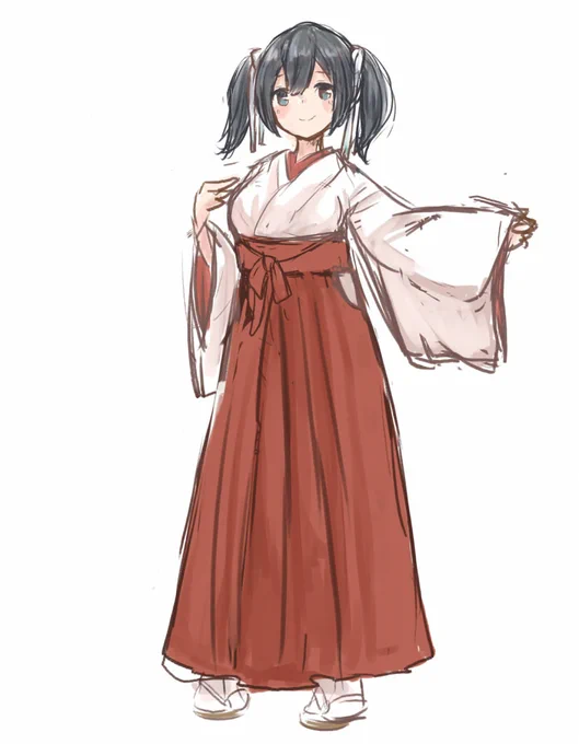 巫女蒼龍
家族が蒼龍好きで、蒼龍描けってよく言われます。
なので空母のなかでは描く機会が多い…気がします 