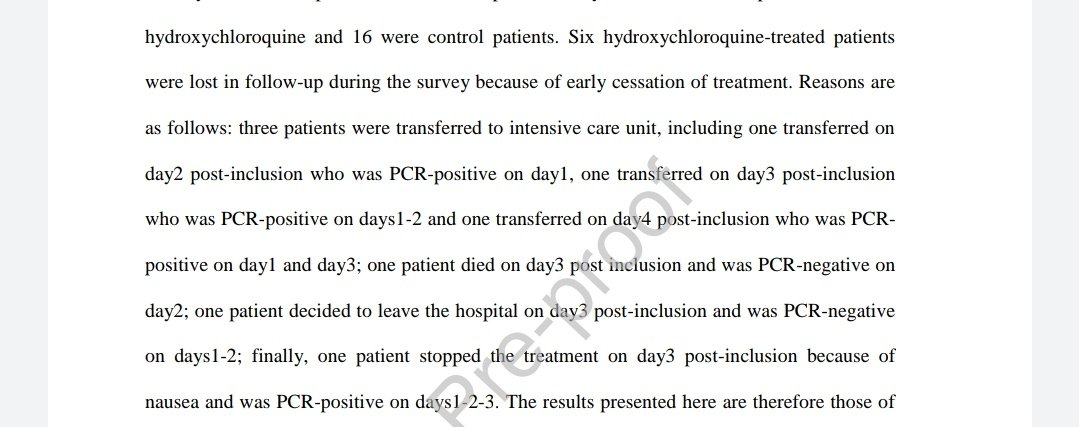 Annexe: le paragraphe qui parle des patients traités écartés de l'étude. C'est écrit noir sur blanc.