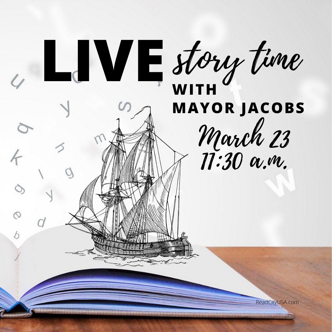 We'd like to take story time off your hands today as many of you start your #WFH #workfromhome journey this week. Join Mayor Jacobs at 11:30 a.m. for a LIVE virtual story time to be broadcast on the Read City USA Facebook page and here on Instagram.