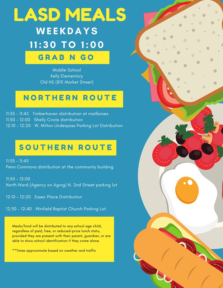 _mstanton's tweet image. Lewisburg Area School District Grab-n-Go meals - Schedule and Locations: