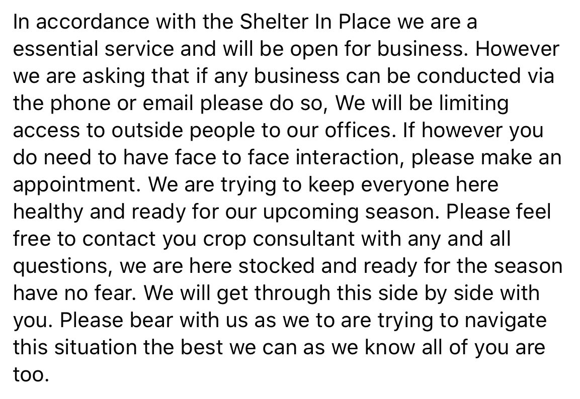 We’re here for you, but please help us conduct business through phone or email as much as we can. 

#ShelterInPlace #IsolatetoEliminate