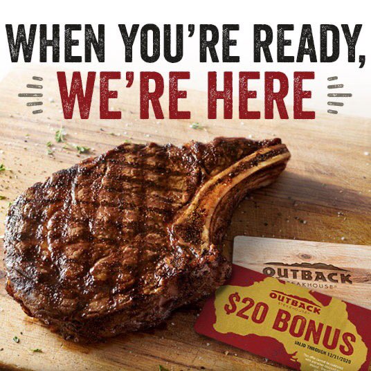 $0 OUTBACK STEAKHOUSE You Had Me At G'Day 2012 Gift Card