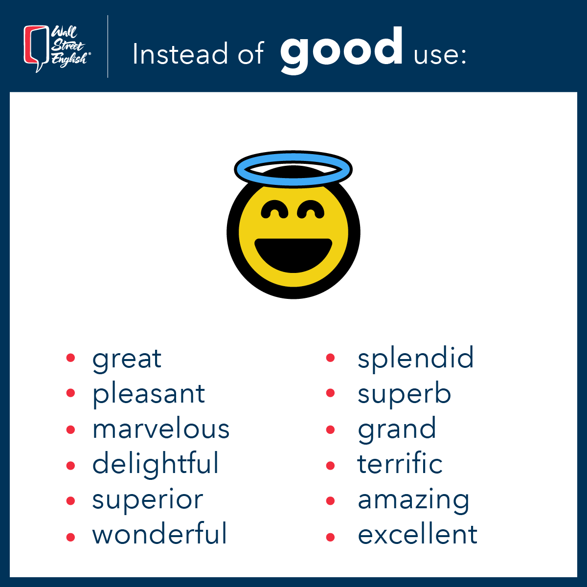 WSEMexico's tweet photo. #WSETips Conoce otras formas de decir "Good" 😇

https://t.co/HBEkSno2Xs

#Good #AprendeInglés #English #SayYes #EnglishTips https://t.co/O2DY61q9v9