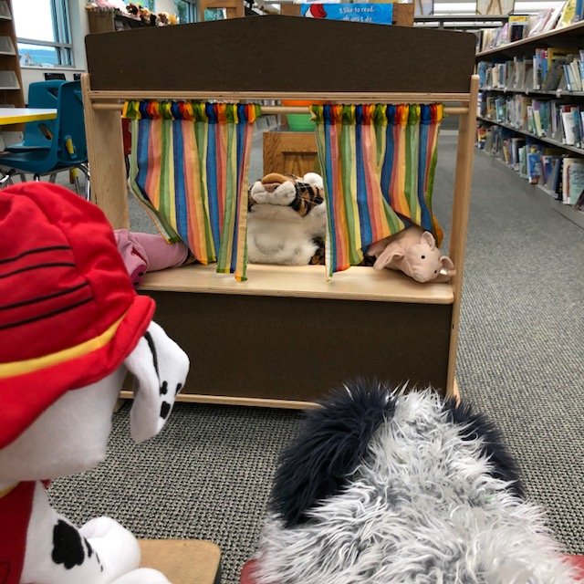 CatoosaLibrary's tweet photo. The library puppets are having to resort to giving their own puppet shows. https://t.co/mba6HRjthU