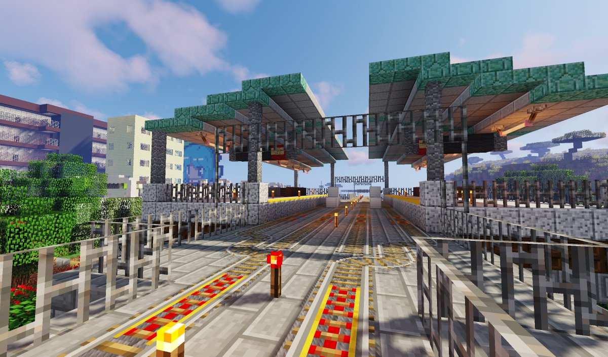 カガミモチ Minecraft A Twitteren Rt建築11 餅鉄果江本線 E03 西山口駅 建て直し 普通の高架駅だが 今回の改修でホーム拡張 通過線 蕎麦屋を設置した 新幹線ホームの屋根を少し参考にしたのは内緒 マイクラ Minecraft Minecraft建築コミュ T Co