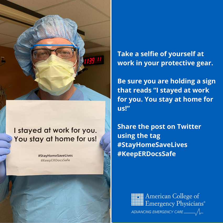 As COVID-19 continues to spread let's remind everyone to #StayHomeSaveLives. ER docs don't forget to share your photos!