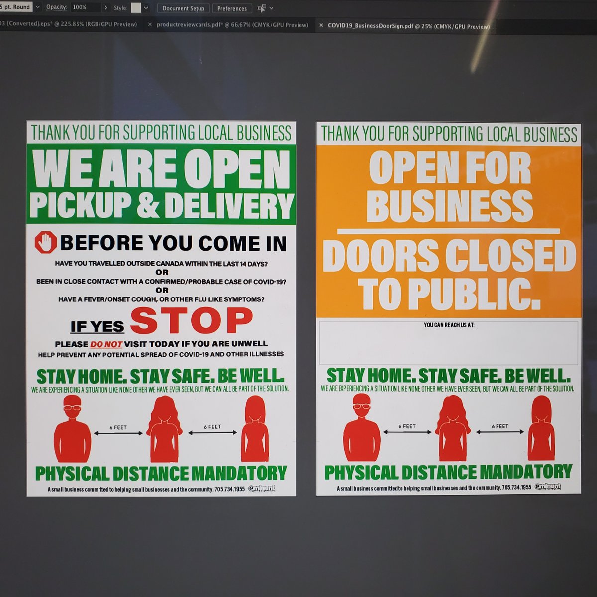 EminentGraphics's tweet image. We're offering free window poster stickers that spread the awareness of physical distancing and what they can expect at your business location. If you want one and we'll leave it outside our shop.
#shoplocal #supportsmallbusiness #eatlocal #ontario #barrie #support #community