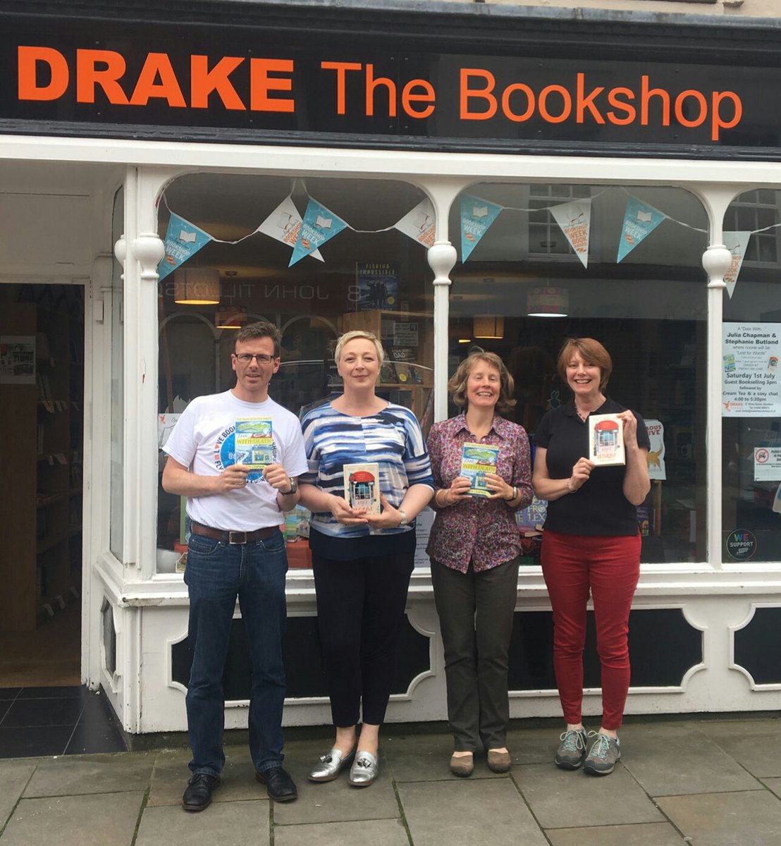 Day 4: A double-header of double brilliance:  @drakebookshop in Stockton, who are doing amazing things within their community and  @StripeyBadgers in Grassington, who have quickly become a vital part of village life. Both offering home delivery. So go on.  #BackABookshop